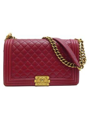Chanel Shoulder Boy Lambskin Bordeau Bag